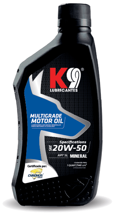 Ejemplo de K9 Multigrade Motor Oil API SL SAE 20W-50 Mineral