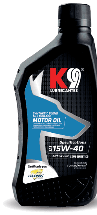 Ejemplo de K9 Synthetic Blend Multigrade Motor Oil API SP/SN SAE 15W-40
